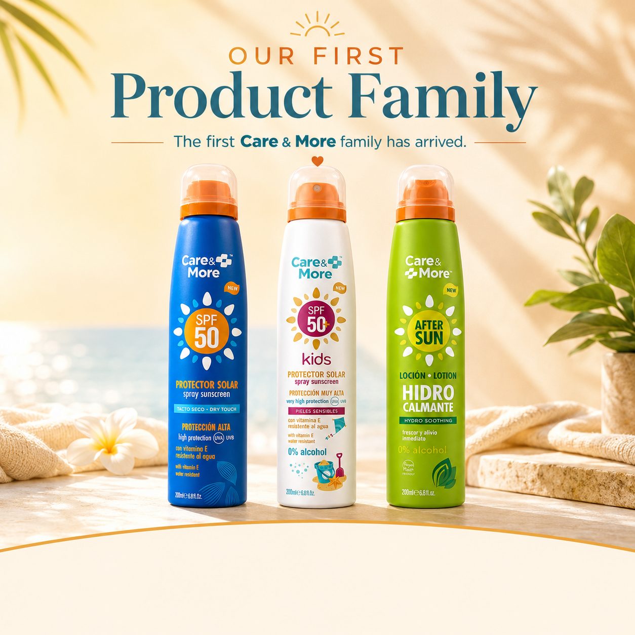 The Care & More product family on the beach