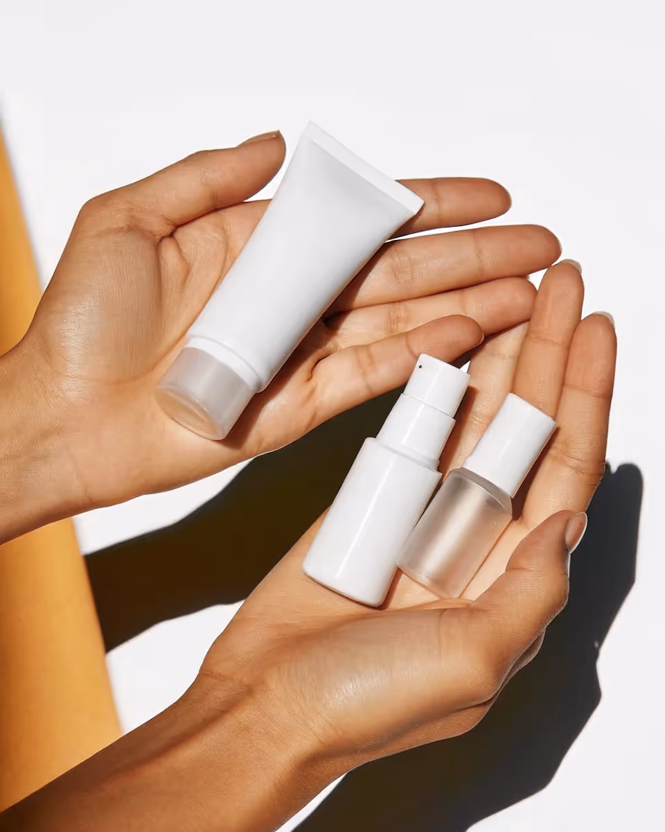 Hands holding product